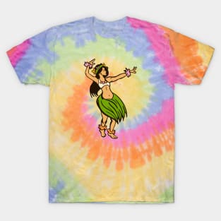 Vintage Hawaiian Hula Dancer Cartoon // Retro Hula Girl D T-Shirt